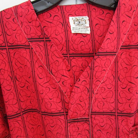 Mens 60s Pajama Set Pullover Shirt Elastic Pant Mid Century Tiki Rockabilly - Picture 3 of 16